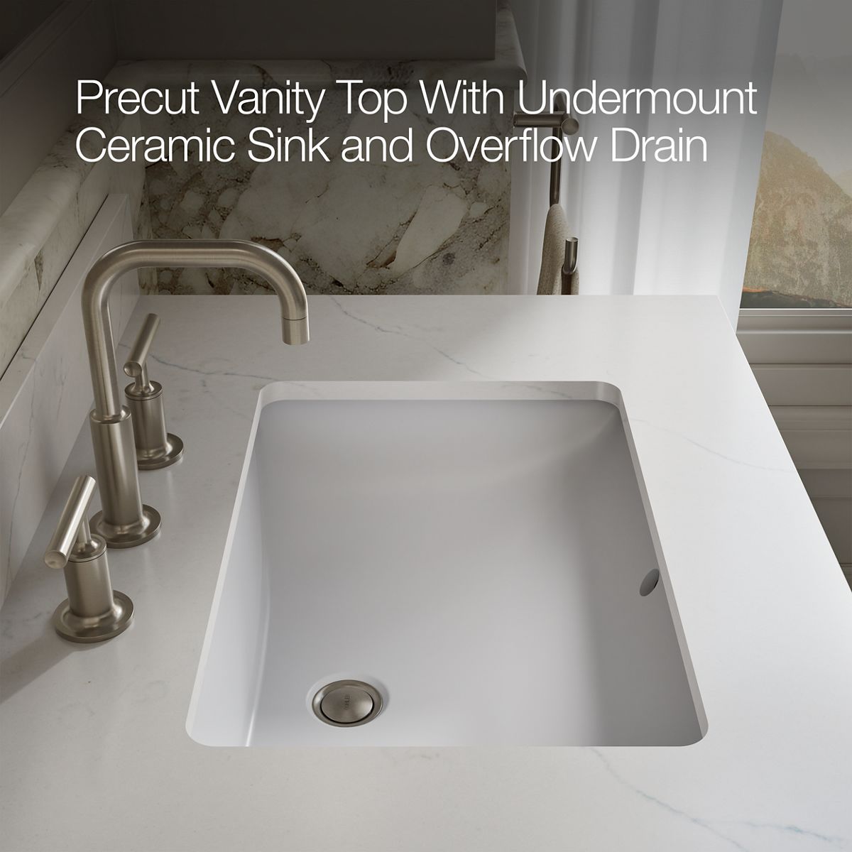 KOHLER Solive™ 30" bathroom vanity cabinet with sink and quartz top