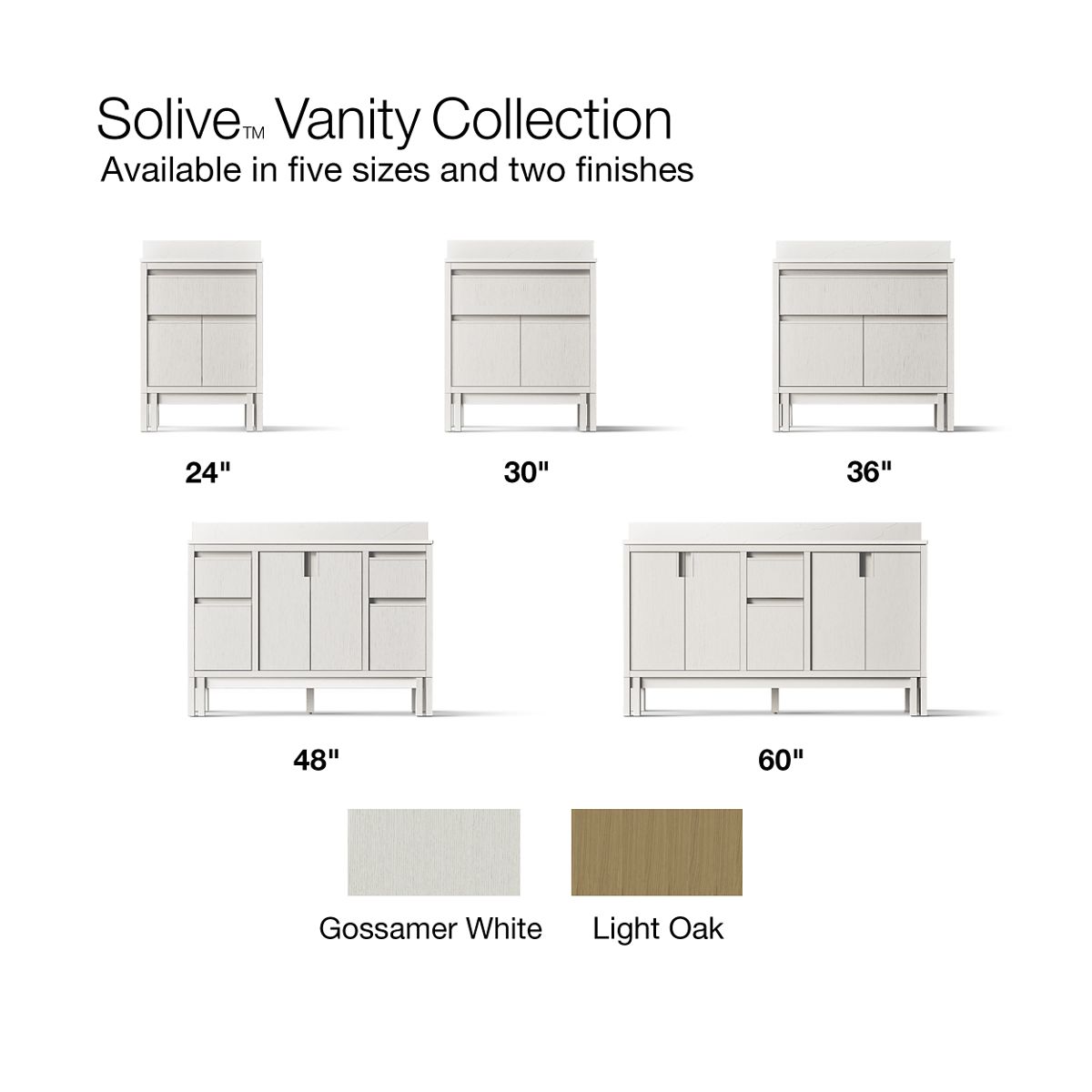 KOHLER Solive™ 30" bathroom vanity cabinet with sink and quartz top