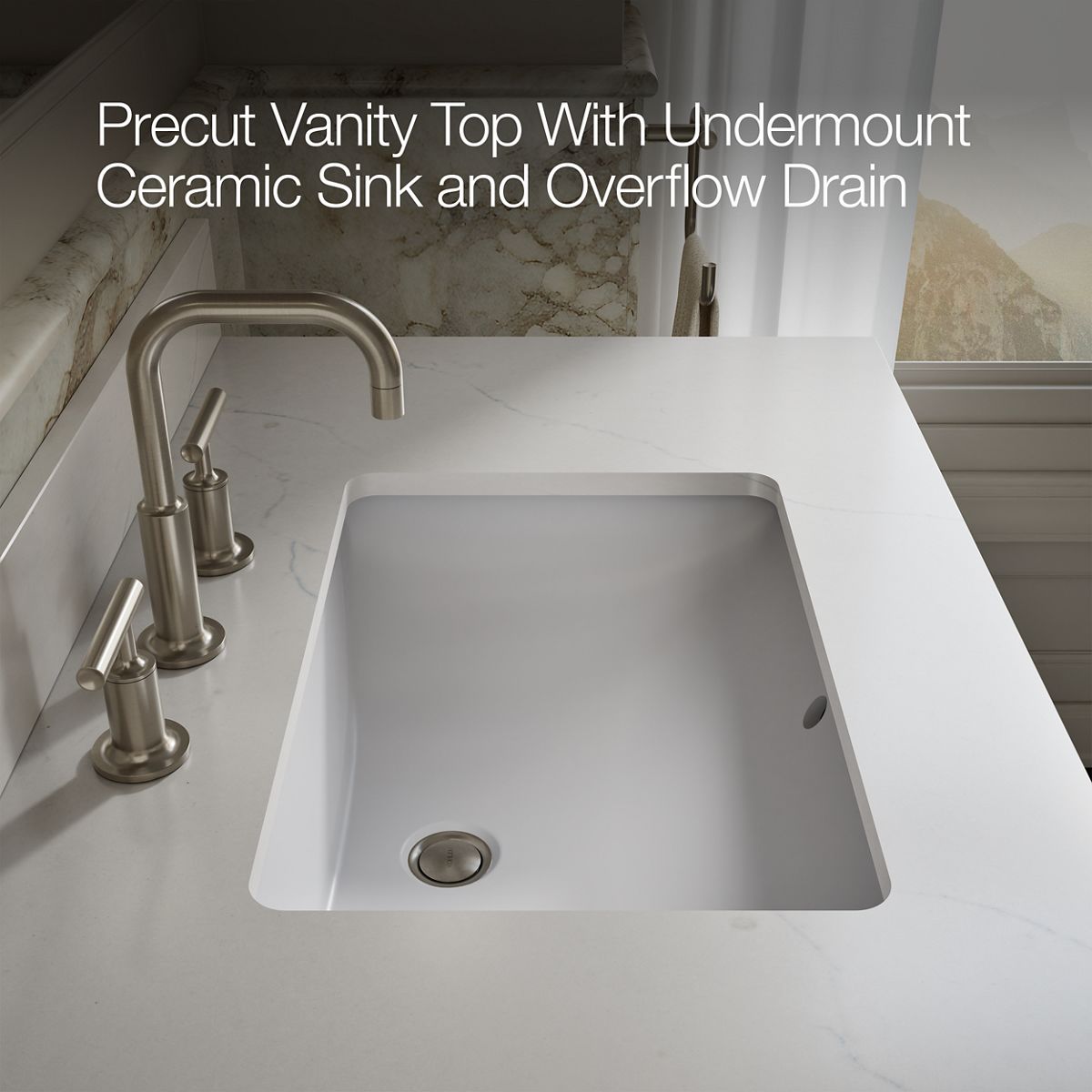 KOHLER Solive™ 36" bathroom vanity cabinet with sink and quartz top