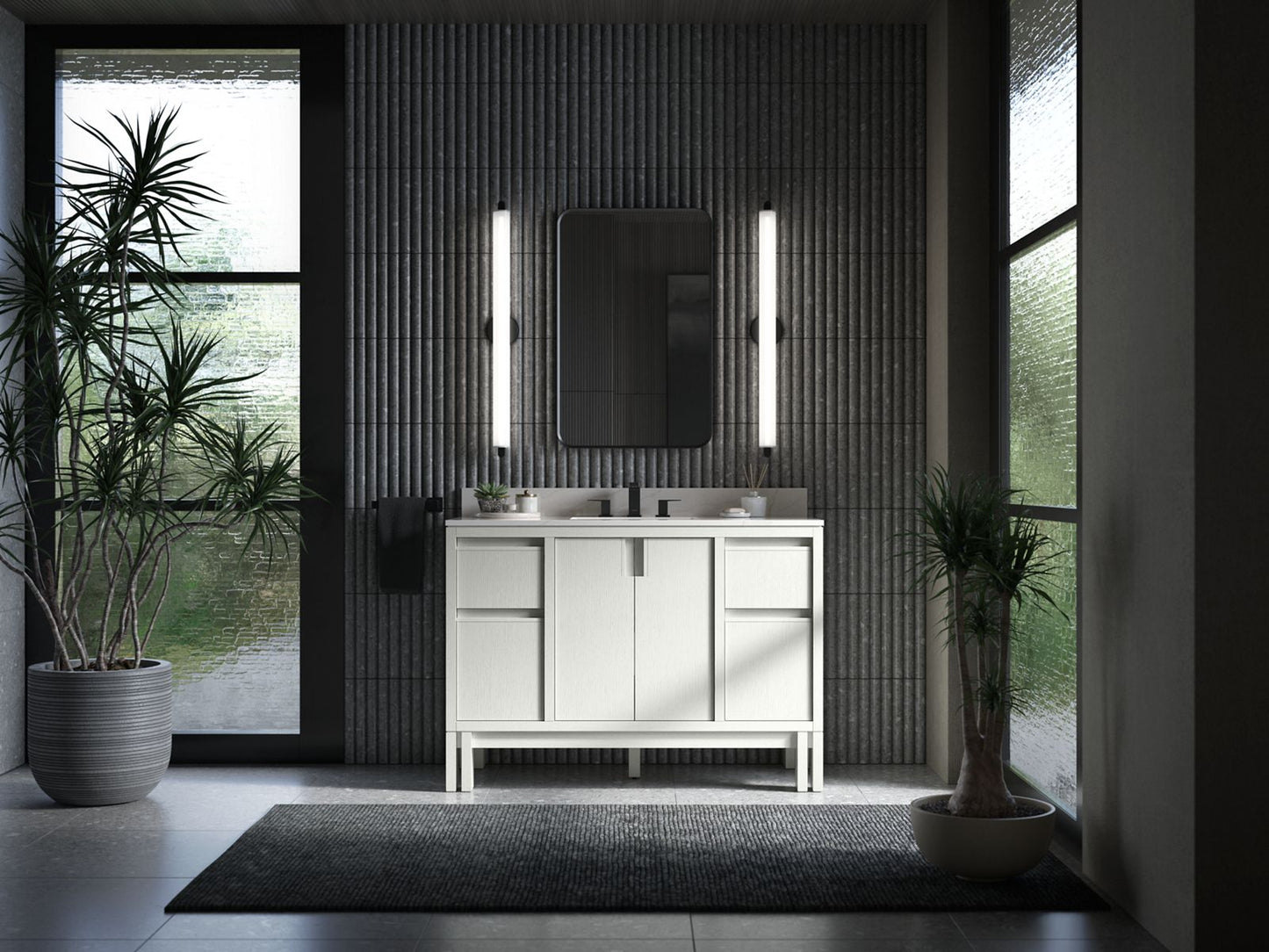KOHLER Solive™ 48" bathroom vanity cabinet with sink and quartz top