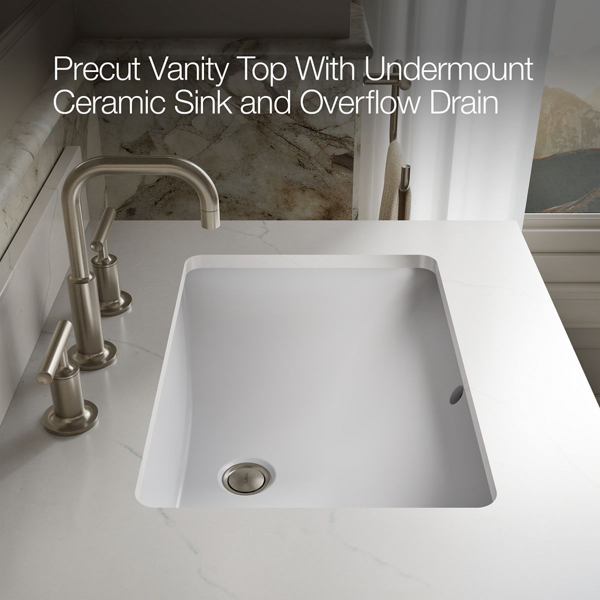 KOHLER Solive™ 60" bathroom vanity cabinet with sinks and quartz top