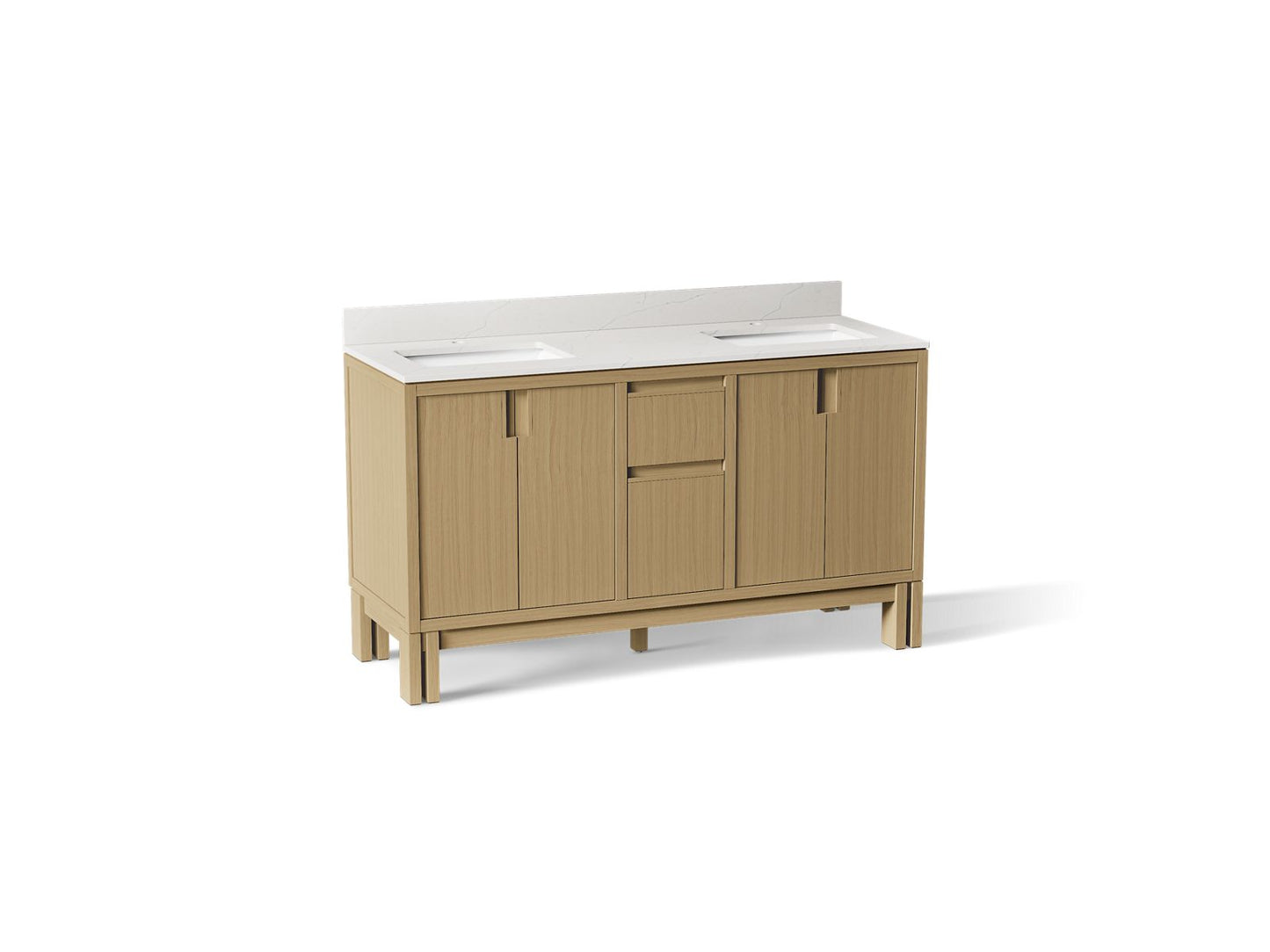 KOHLER Solive™ 60" bathroom vanity cabinet with sinks and quartz top