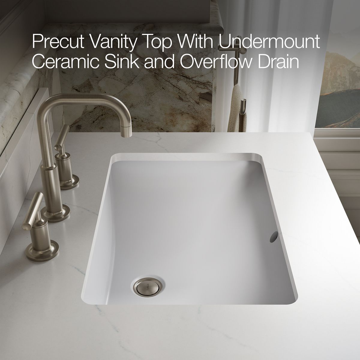KOHLER Solive™ 60" bathroom vanity cabinet with sinks and quartz top