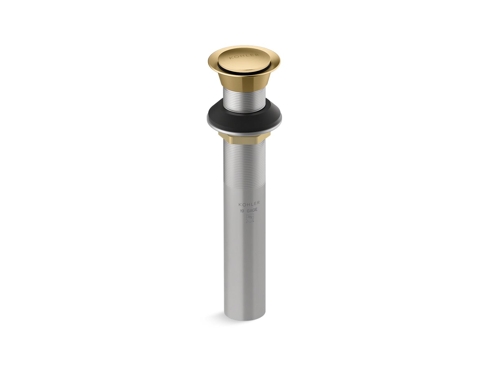 KOHLER K-33151 Clicker drain without overflow, vibrant brushed moderne brass