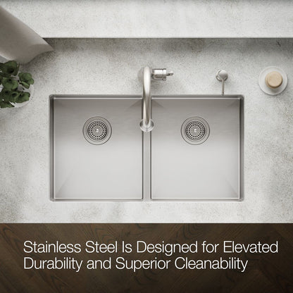 KOHLER Strive 32" undermount double-bowl kitchen sink