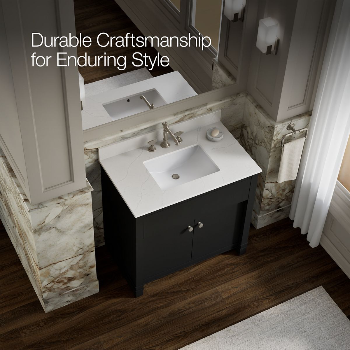 KOHLER Alouette™ 36" bathroom vanity cabinet with sink and quartz top