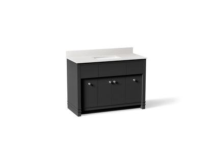 KOHLER K-33268 Alouette™ 48" Bathroom Vanity Cabinet with Sink and Quartz Top, dark warm grey
