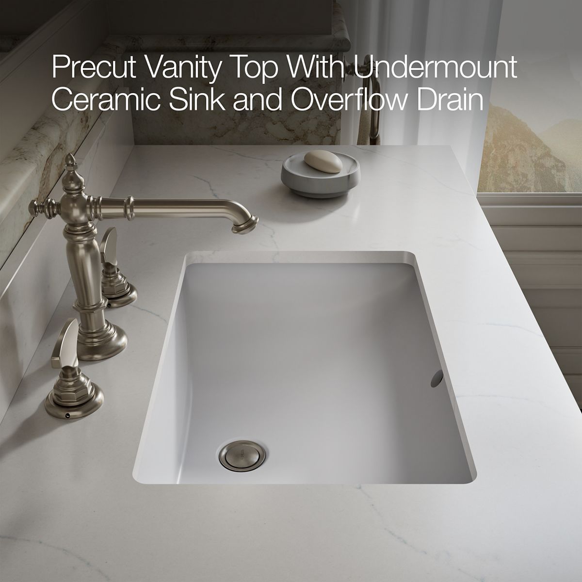 KOHLER Alouette™ 48" bathroom vanity cabinet with sink and quartz top