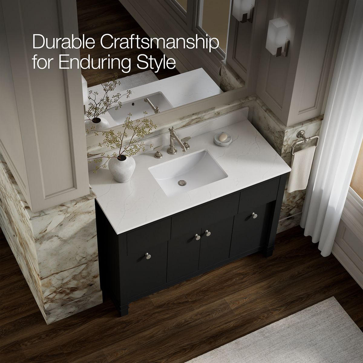 KOHLER Alouette™ 48" bathroom vanity cabinet with sink and quartz top