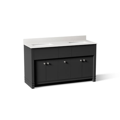 KOHLER K-33293 Alouette™ 60" Bathroom Vanity Cabinet with Sinks and Quartz Top, dark warm grey - view 3