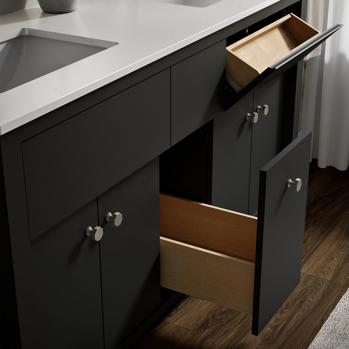 KOHLER K-33293 Alouette™ 60" Bathroom Vanity Cabinet with Sinks and Quartz Top, dark warm grey - view 4