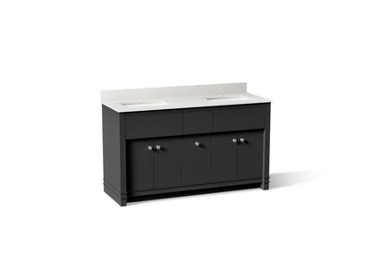 KOHLER Alouette™ 60" bathroom vanity cabinet with sinks and quartz top