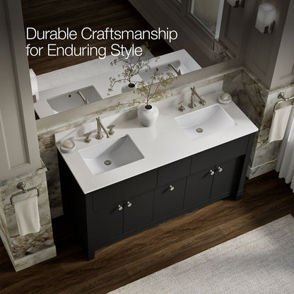 KOHLER Alouette™ 60" bathroom vanity cabinet with sinks and quartz top
