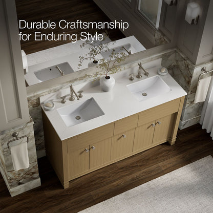 KOHLER Alouette™ 60" bathroom vanity cabinet with sinks and quartz top