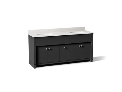 KOHLER Alouette™ 72" bathroom vanity cabinet with sinks and quartz top