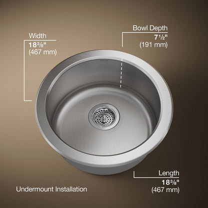 KOHLER K-3341 Undertone Lyric 18-1/2" top-/undermount single-bowl bar sink