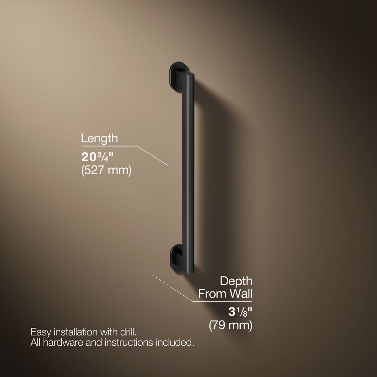 3/4 view of product with dimensions