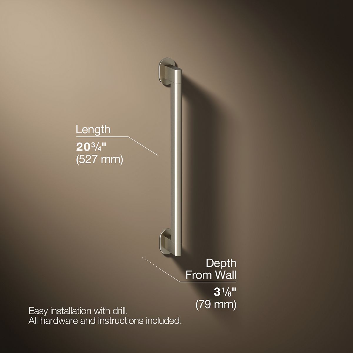 3/4 view of product with dimensions