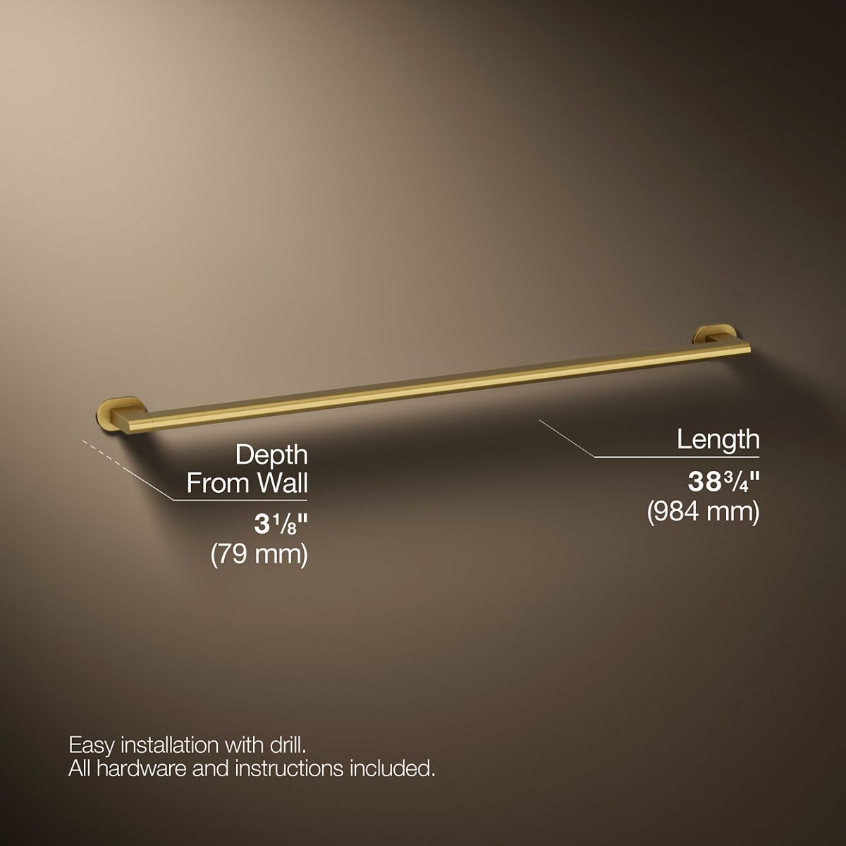 3/4 view of product with dimensions