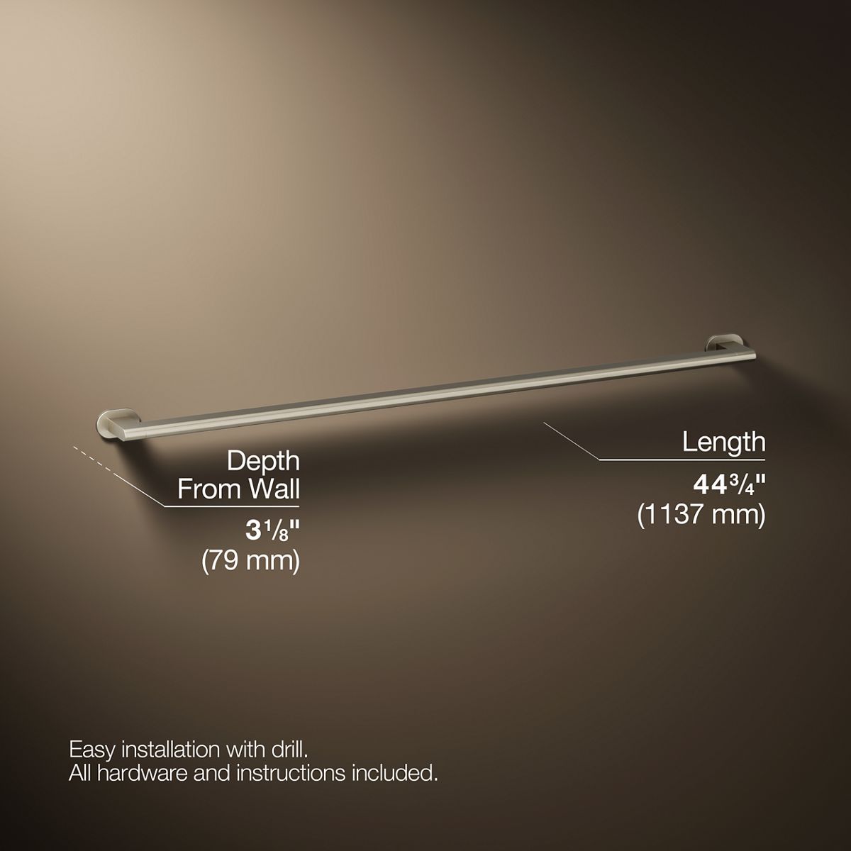 3/4 view of product with dimensions