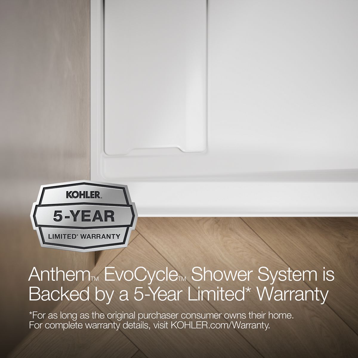 KOHLER K-33475 Anthem EvoCycle 60" x 36" alcove shower base, left drain