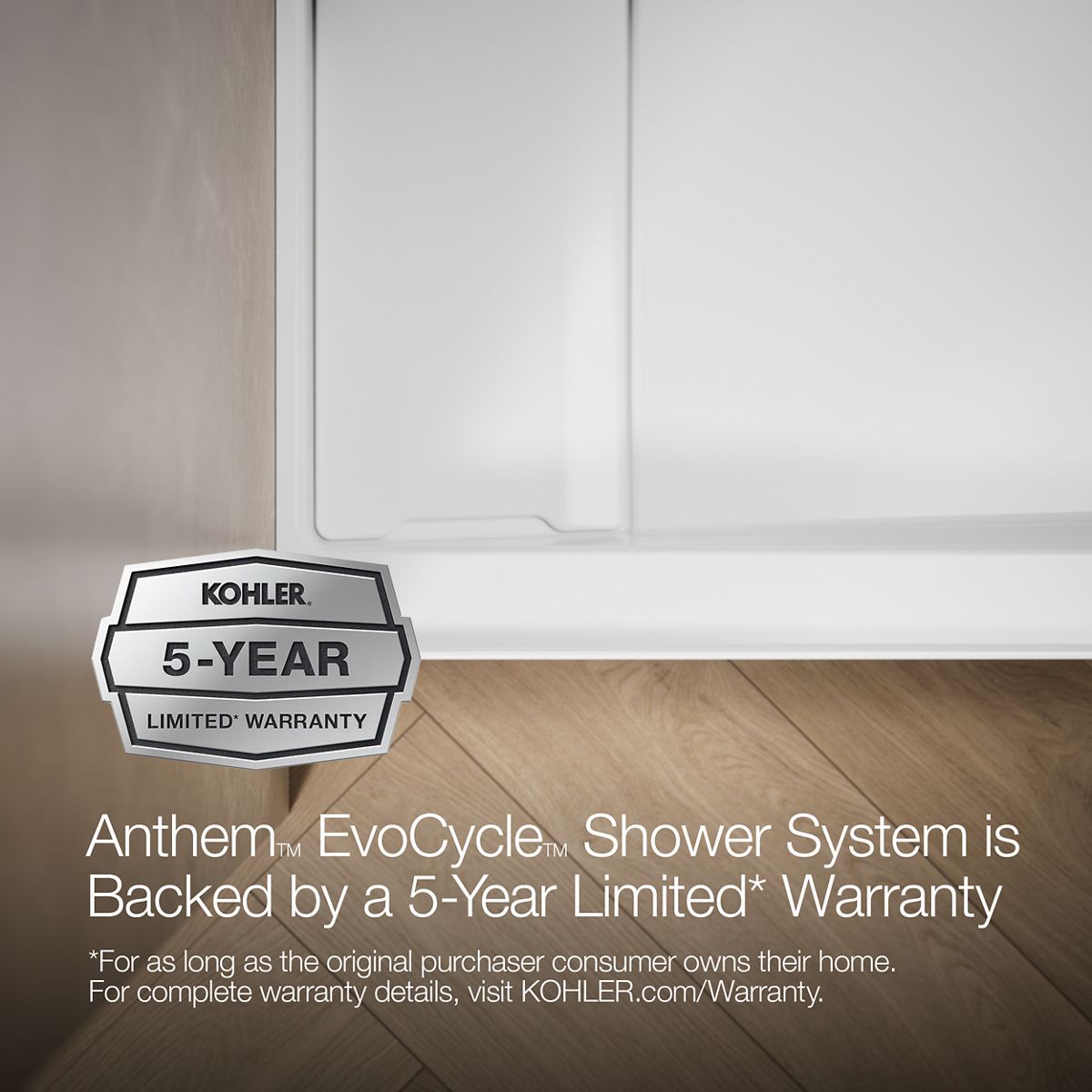 KOHLER K-33479 Anthem EvoCycle 48" x 32" alcove shower base, left drain