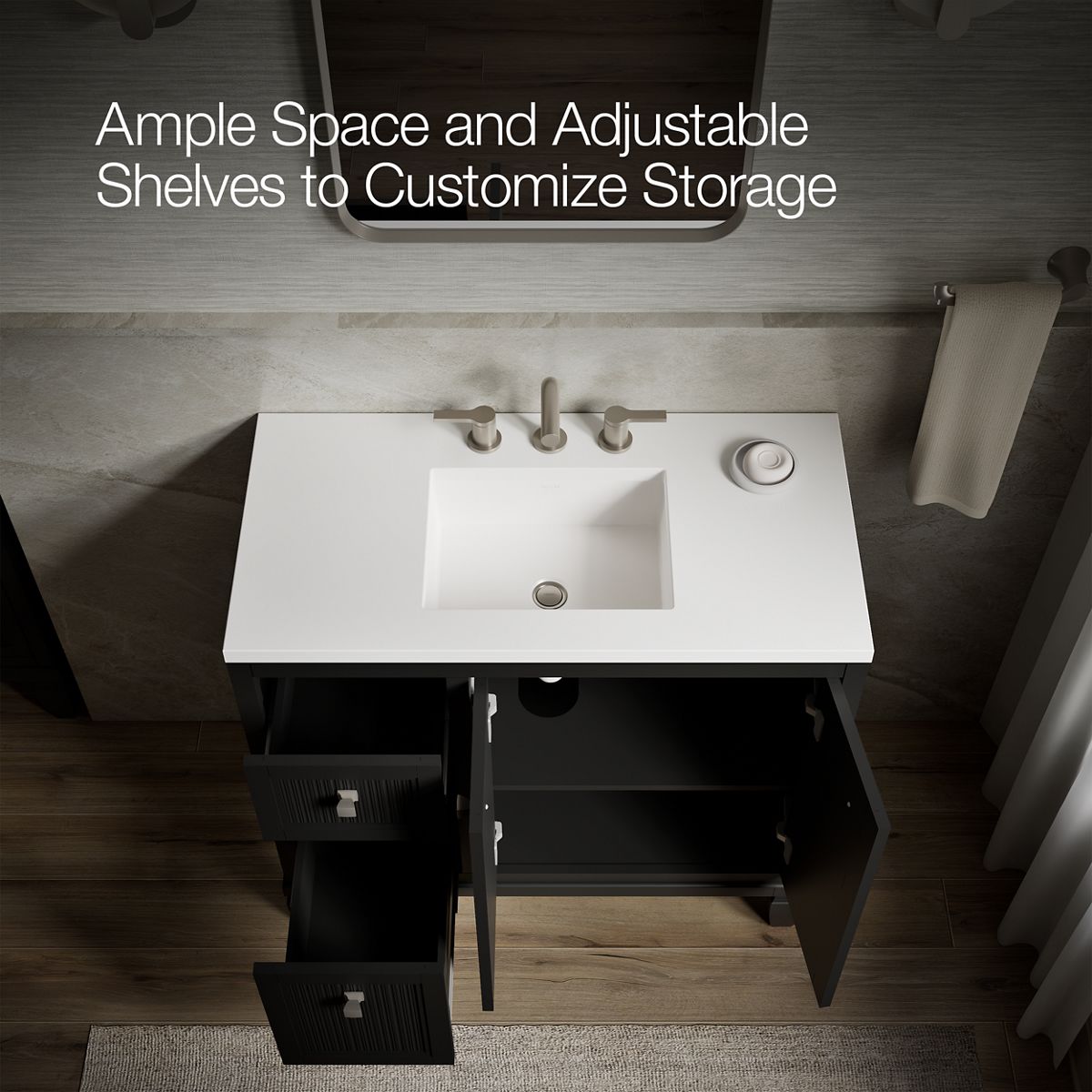 KOHLER K-33537-ASB Hearthaven 36" bathroom vanity cabinet with sink and quartz top