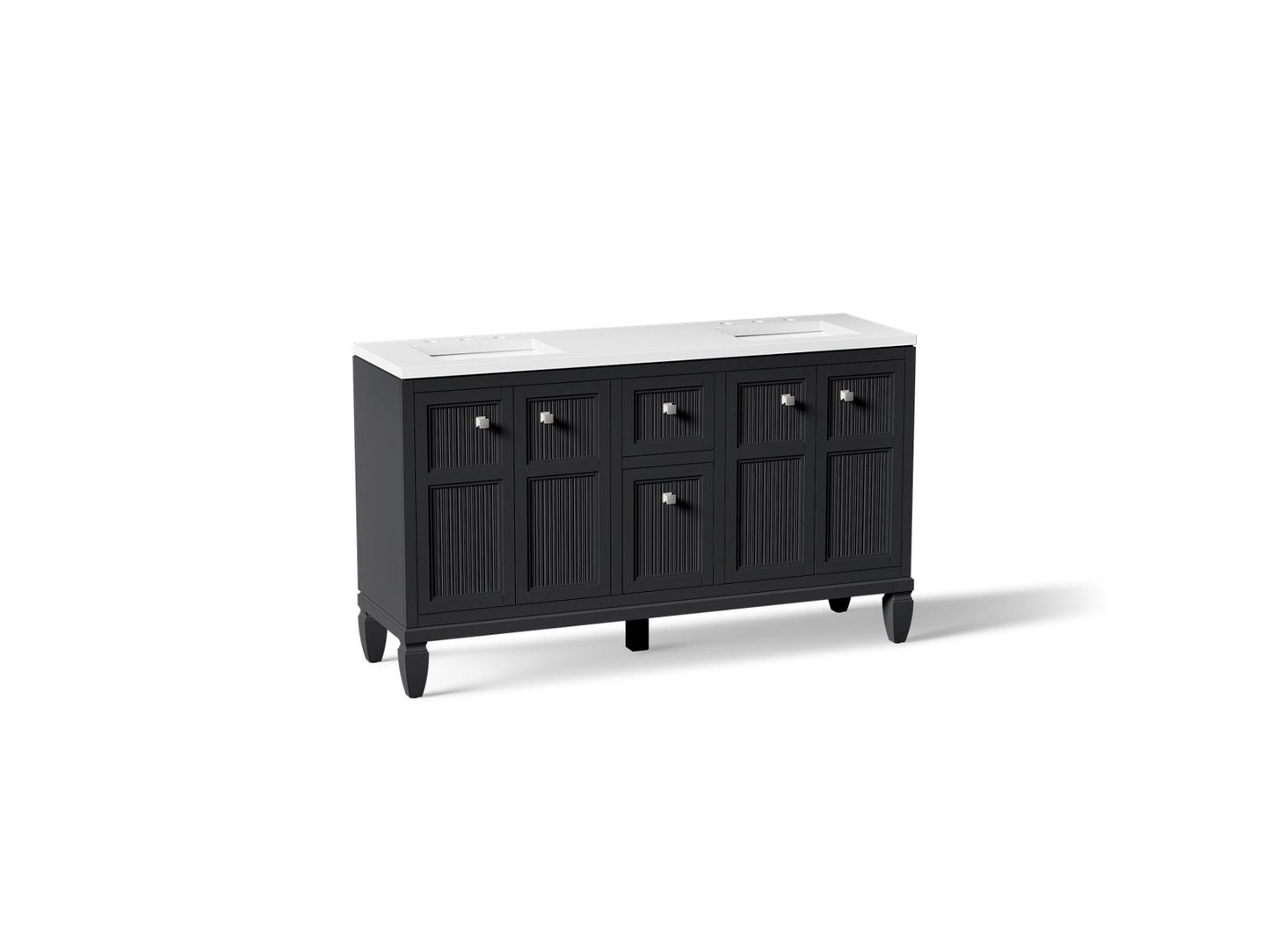 KOHLER K-33539-ASB Hearthaven 60" bathroom vanity cabinet with sinks and quartz top