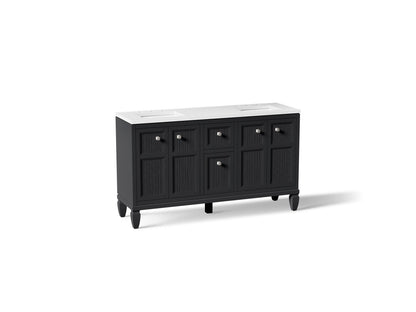 KOHLER K-33539-ASB Hearthaven 60" bathroom vanity cabinet with sinks and quartz top