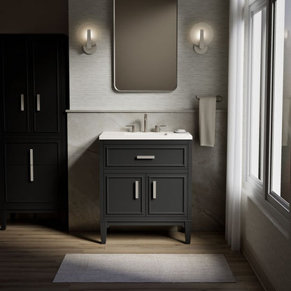 KOHLER K-33544-ASB Southerk 30" bathroom vanity cabinet with sink and quartz top