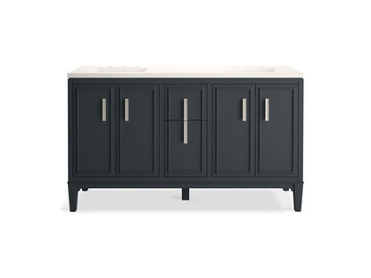 KOHLER K-33547-ASB Southerk 60" bathroom vanity cabinet with sinks and quartz top