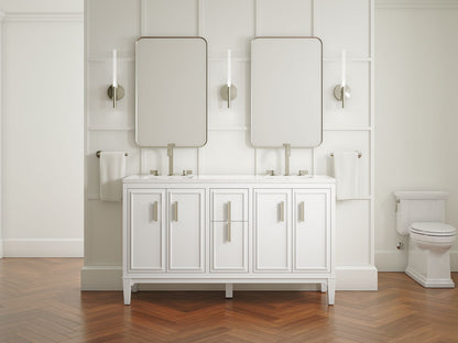 KOHLER K-33547-ASB Southerk 60" bathroom vanity cabinet with sinks and quartz top