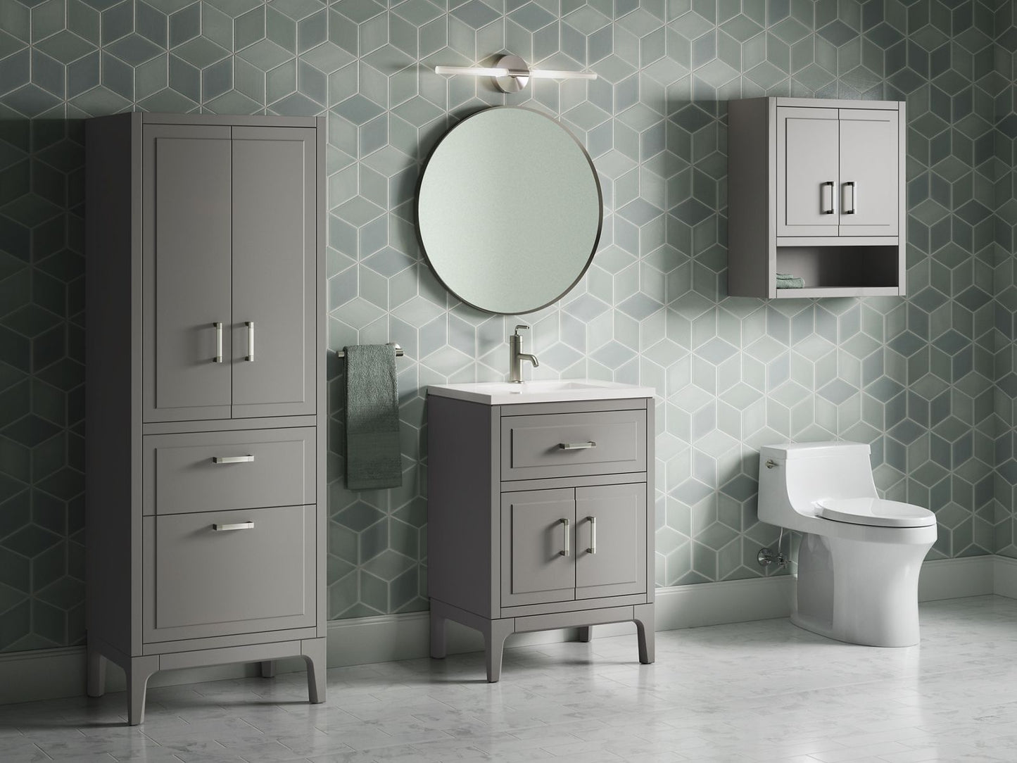 KOHLER K-33551-ASB Seer 24" bathroom vanity cabinet with sink and quartz top