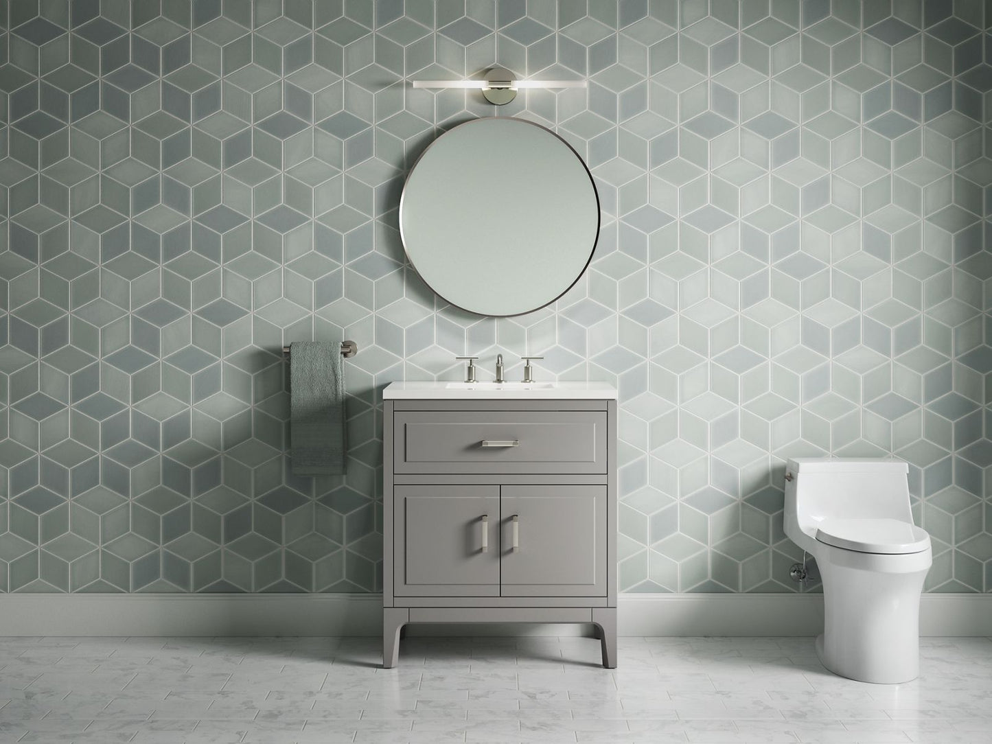 KOHLER K-33552-ASB Seer 30" bathroom vanity cabinet with sink and quartz top