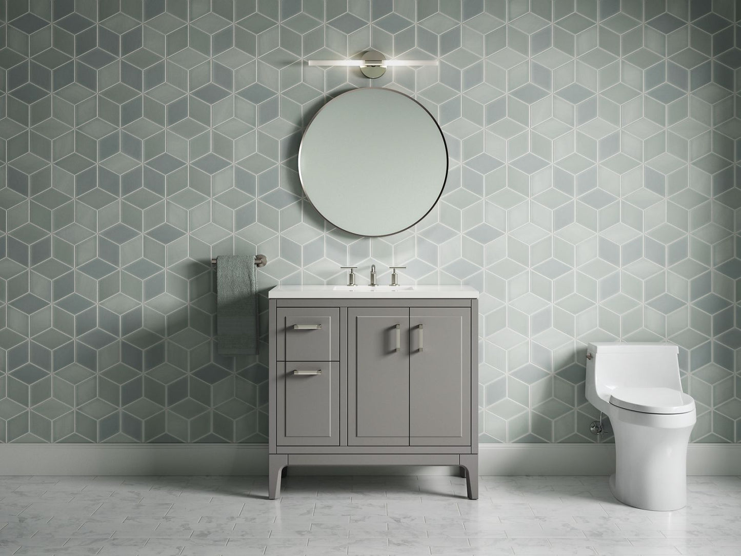 KOHLER K-33553-ASB Seer 36" bathroom vanity cabinet with sink and quartz top