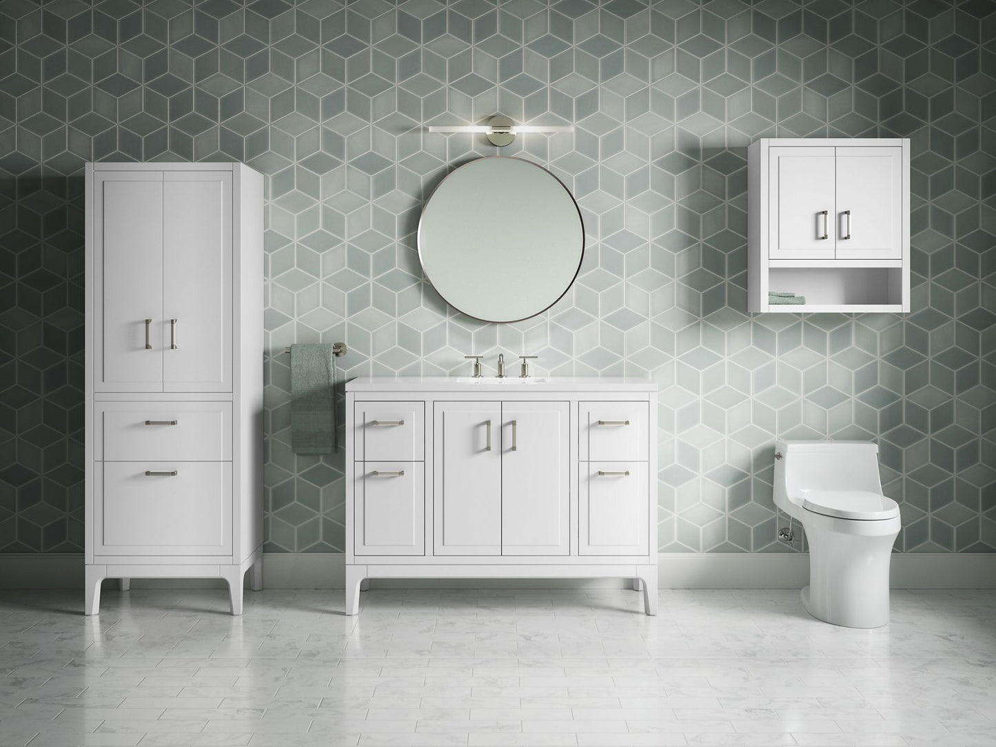 KOHLER K-33554-ASB Seer 48" bathroom vanity cabinet with sink and quartz top