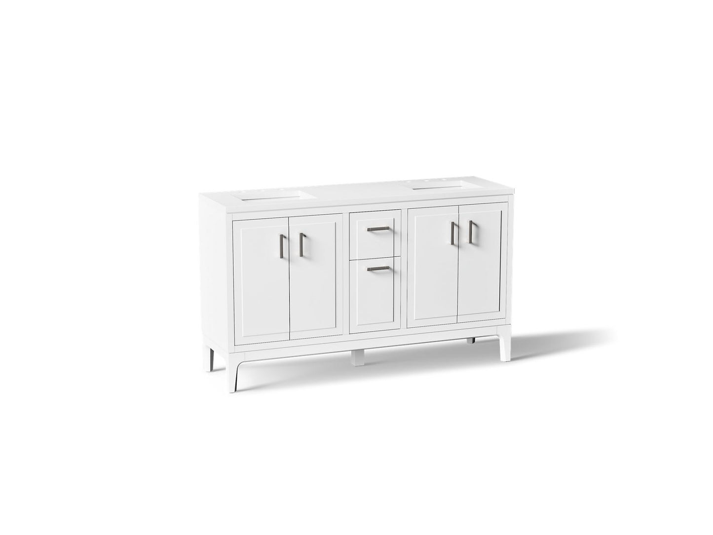 KOHLER K-33555-ASB Seer 60" bathroom vanity cabinet with sinks and quartz top