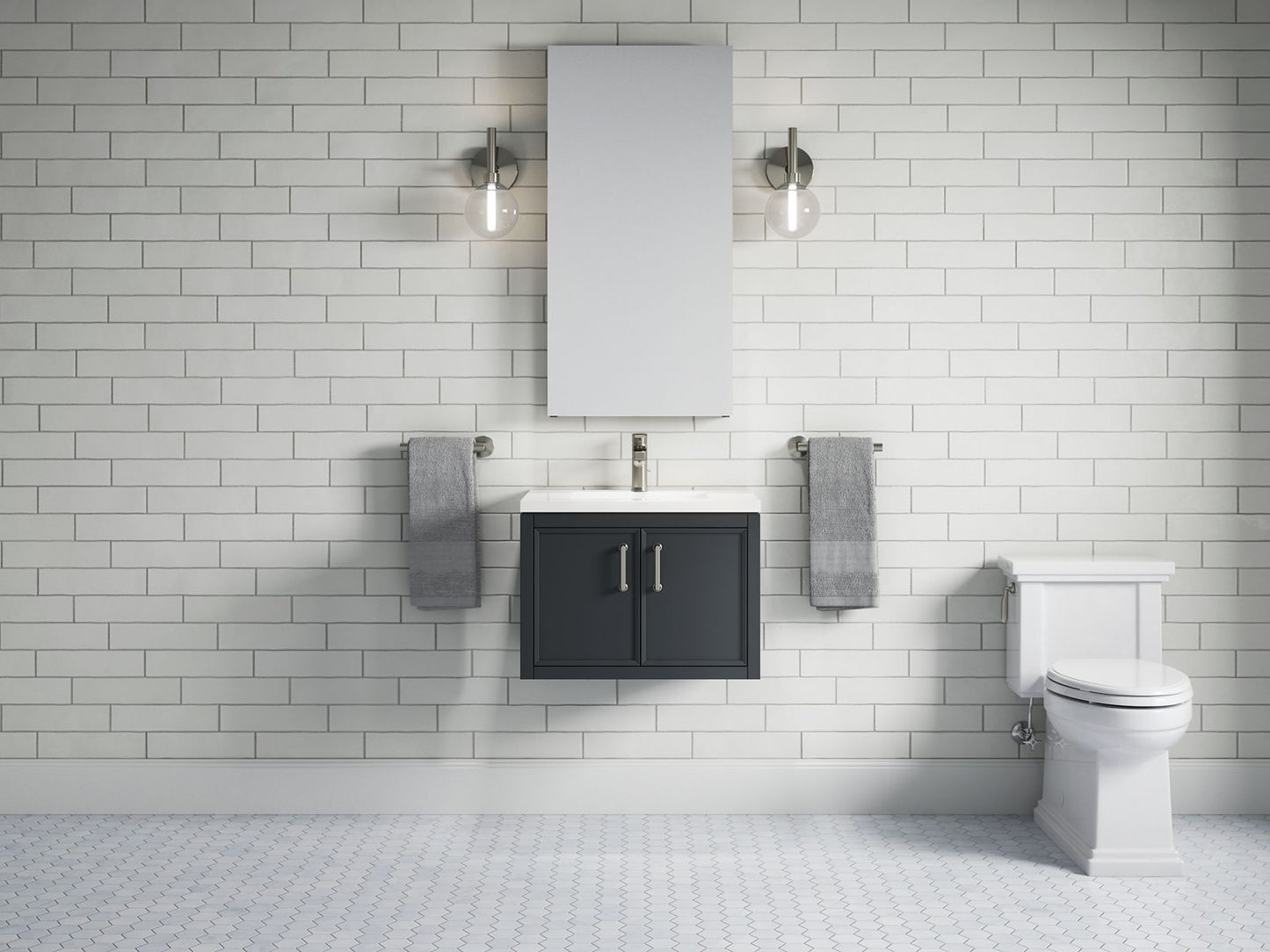 KOHLER K-33577-ASB Winnow 24" bathroom vanity cabinet with sink and quartz top