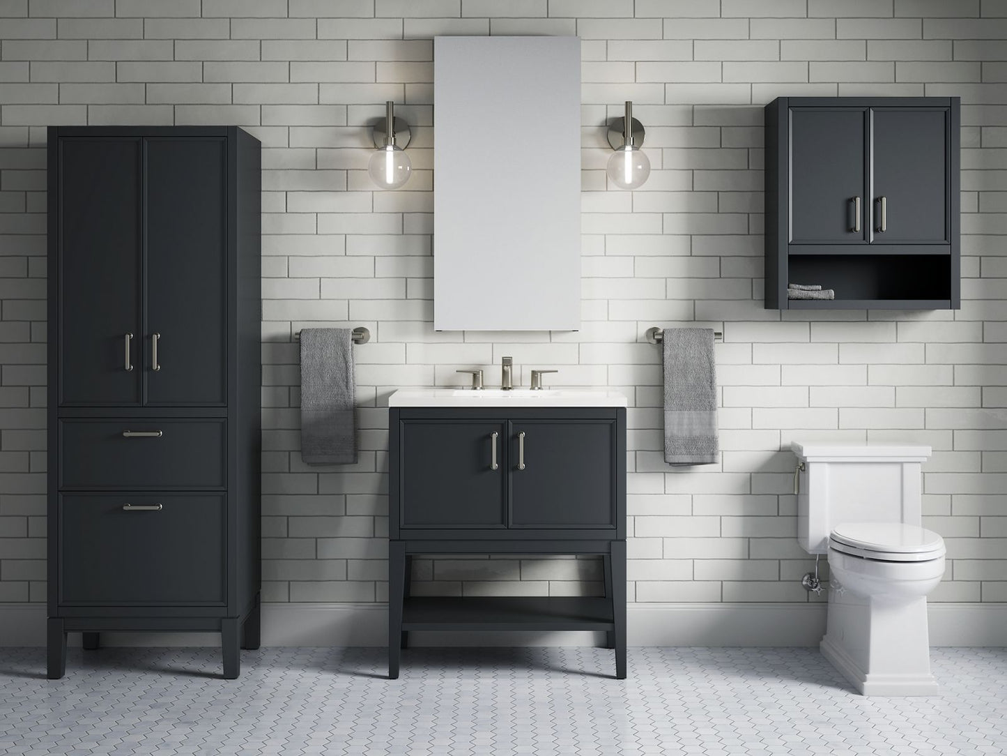 KOHLER K-33578-ASB Winnow 30" bathroom vanity cabinet with sink and quartz top