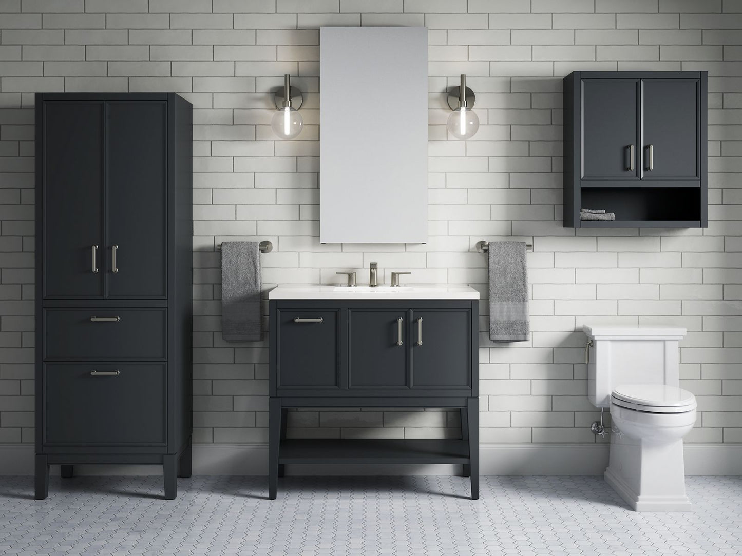 KOHLER K-33579-ASB Winnow 36" bathroom vanity cabinet with sink and quartz top