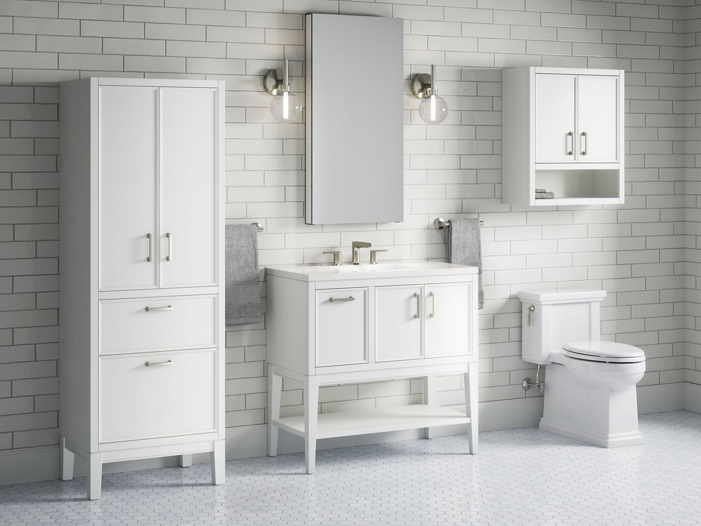 KOHLER K-33579-ASB Winnow 36" bathroom vanity cabinet with sink and quartz top