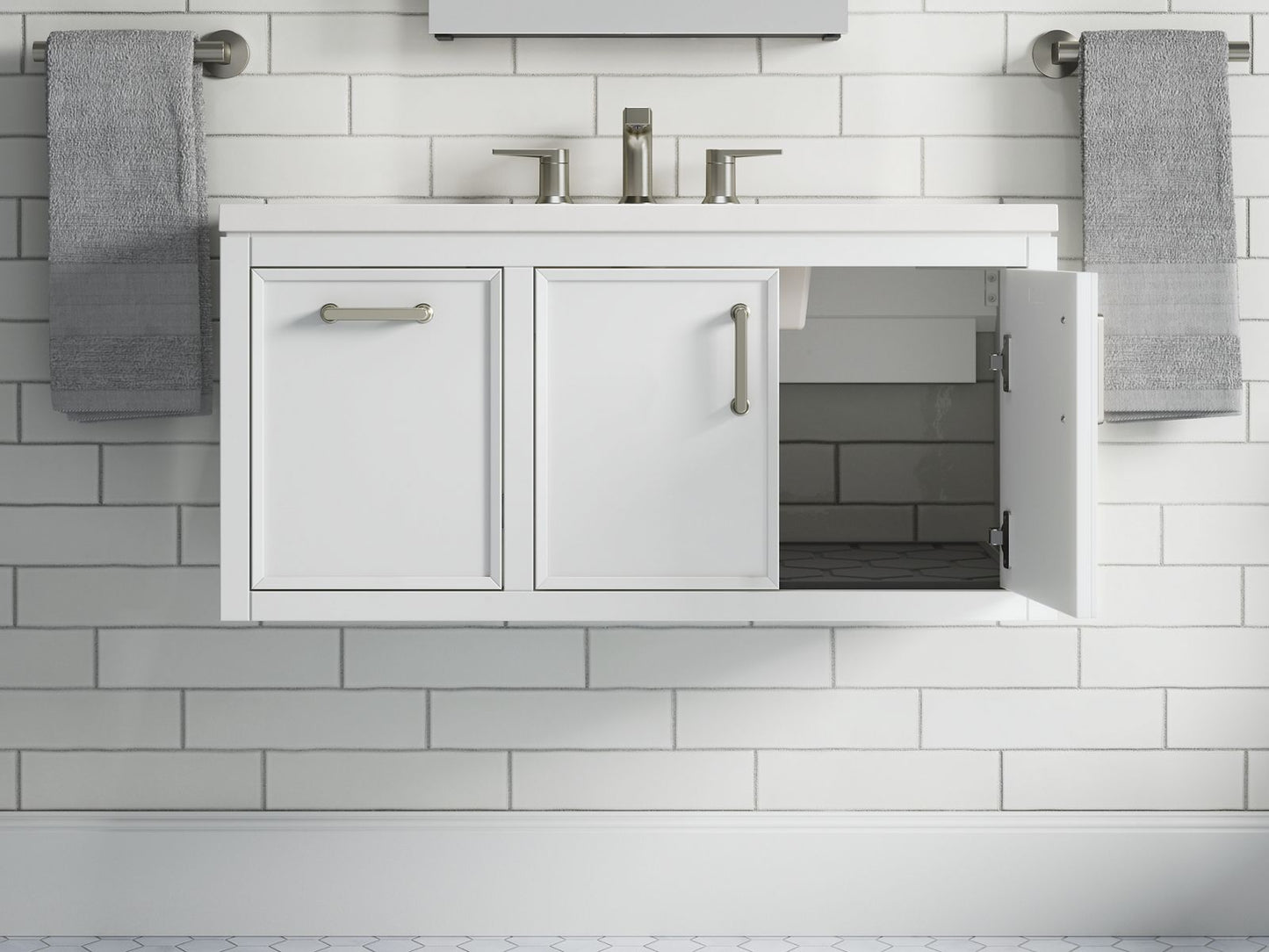 KOHLER K-33579-ASB Winnow 36" bathroom vanity cabinet with sink and quartz top