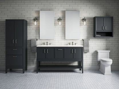 KOHLER K-33581-ASB Winnow 60" bathroom vanity cabinet with sinks and quartz top