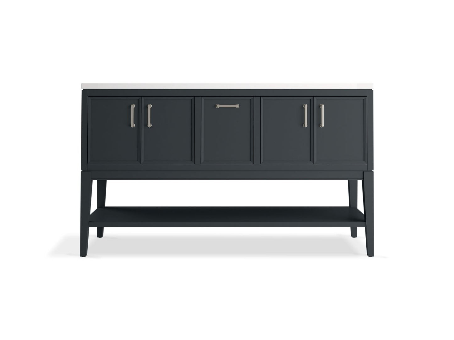 KOHLER K-33581-ASB Winnow 60" bathroom vanity cabinet with sinks and quartz top