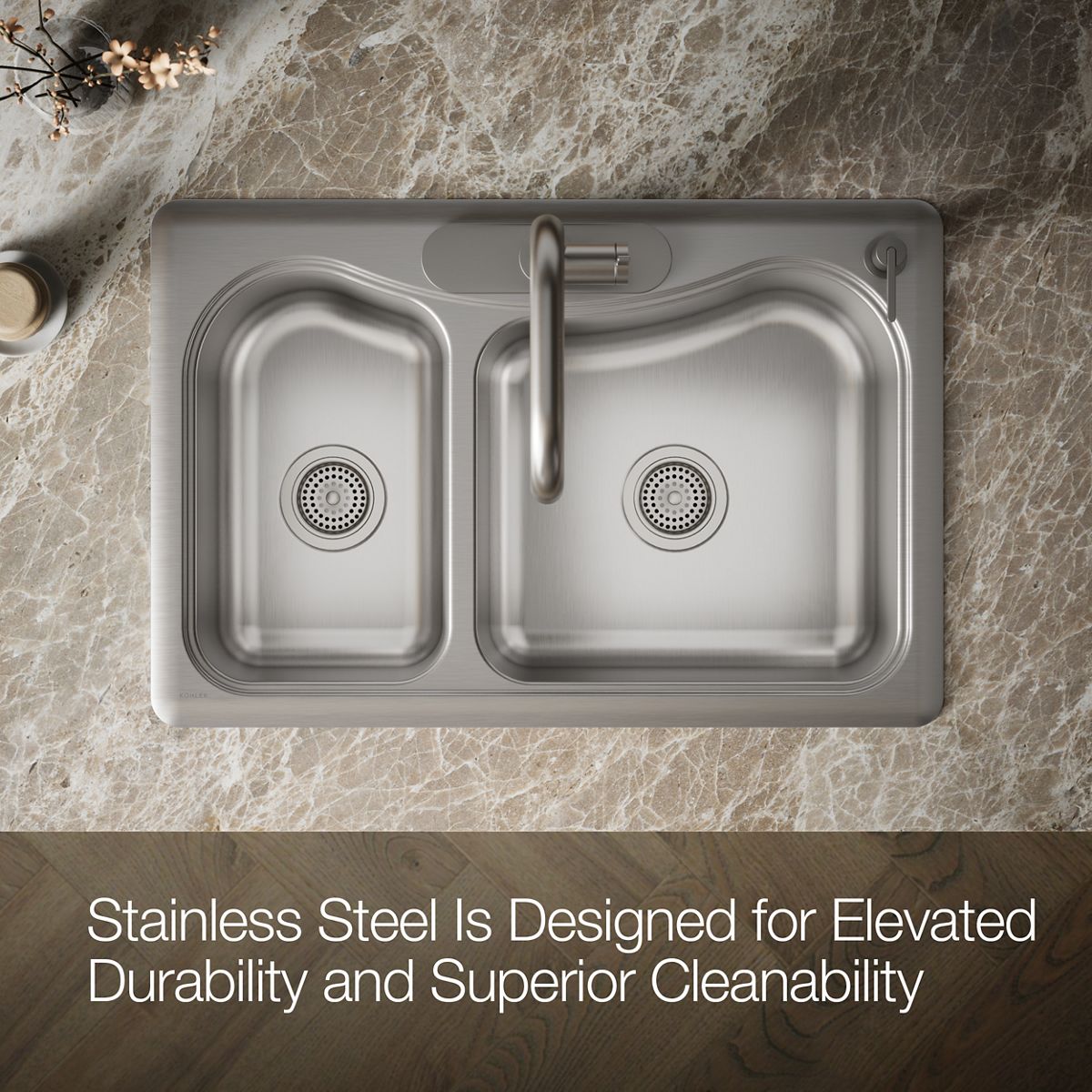 KOHLER K-3361-4 Staccato 33" top-mount double-bowl kitchen sink