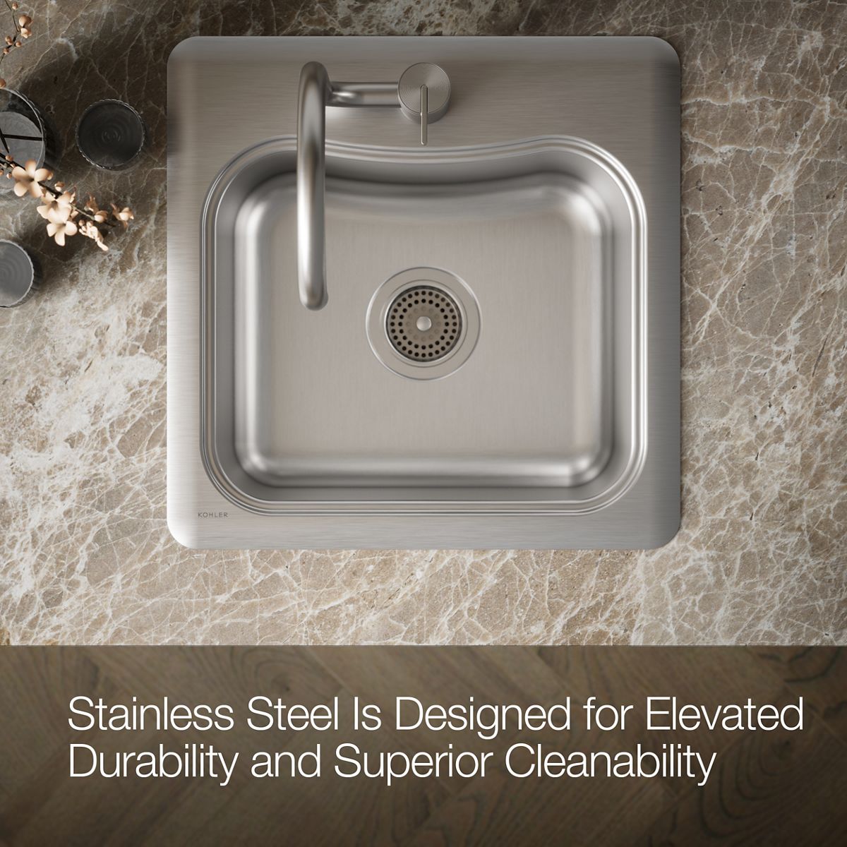 KOHLER K-3363-1 Staccato 20" top-mount single-bowl bar sink
