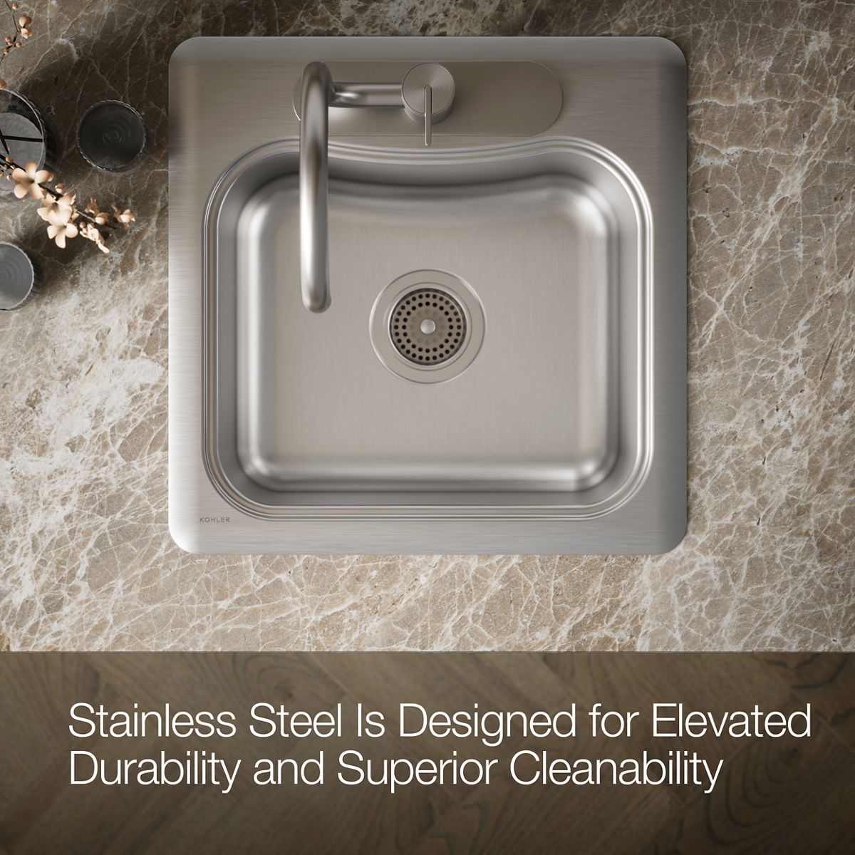 KOHLER K-3363-3 Staccato 20" top-mount single-bowl bar sink