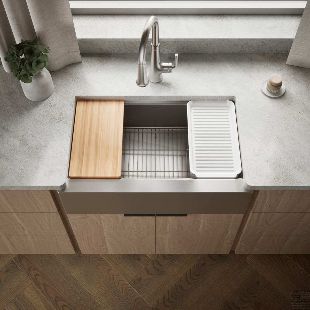 KOHLER Strive 32-1/2" undermount single-bowl farmhouse workstation kitchen sink
