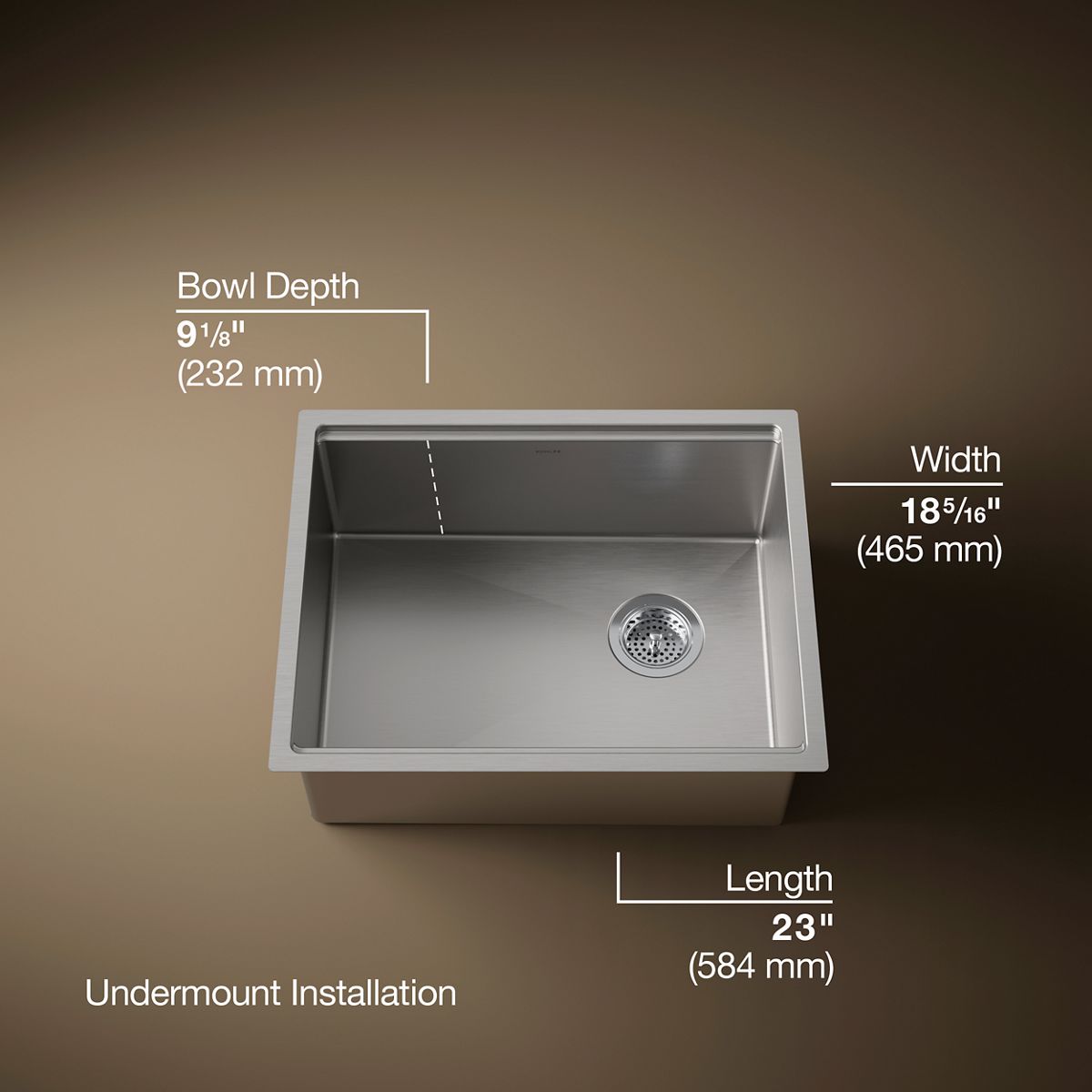 KOHLER Strive 23" undermount single-bowl workstation kitchen sink