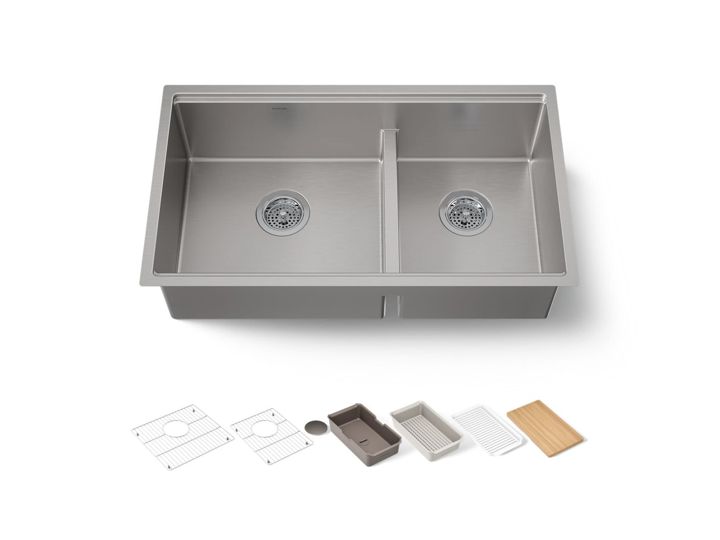 KOHLER Strive 32" undermount double-bowl workstation kitchen sink